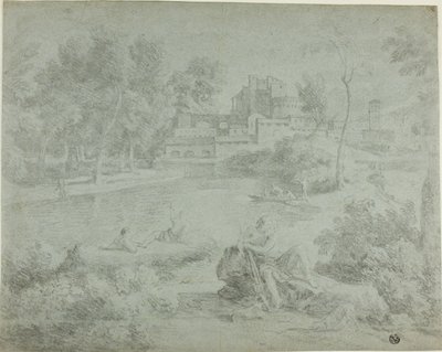 Włoski pejzaż z kąpiącymi się autorstwa Richard Wilson