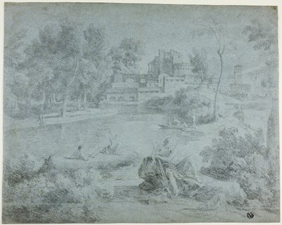 Włoski pejzaż z kąpiącymi się autorstwa Richard Wilson