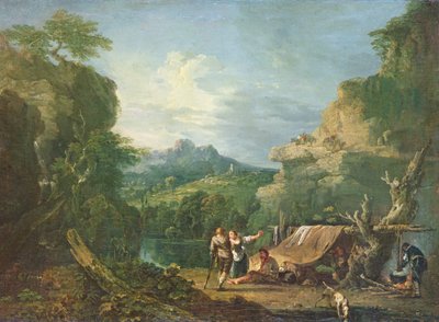 Krajobraz z bandytami wokół namiotu autorstwa Richard Wilson