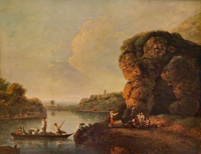 Krajobraz, z rzeką i łodziami, c1758, 1938 autorstwa Richard Wilson