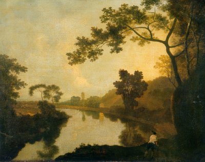 Widok rzeki z postaciami na brzegu, ok. 1760 (olej na płótnie) autorstwa Richard Wilson