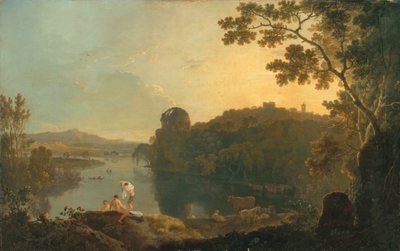 Scena rzeczna: kąpiący się i bydło, ok. 1763-65 (olej na płótnie) autorstwa Richard Wilson