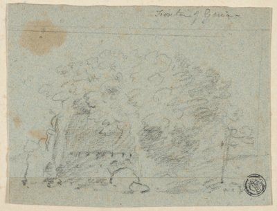 Szkic drzew w pobliżu mostu (recto); Szkic budynku (verso) autorstwa Richard Wilson