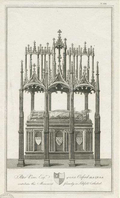 Katedra w Lichfield - Pomnik biskupa Blythe: grawerowanie, nd [1762-1798] (druk) autorstwa Richard Woollett Basire