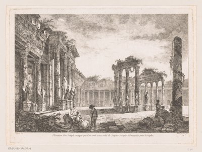 Gezicht op de Tempel van Jupiter Serapis Elewacja starożytnej świątyni uważana za świątynię Jowisza Serapisa w Pozzuoli koło Neapolu (tytuł na obiekcie) autorstwa Richard de Saint Non