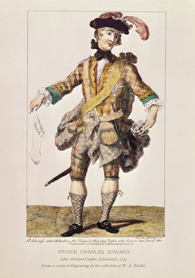 Rycina satyryczna w formie listu gończego dla księcia Karola Edwarda Stuarta, 1745 (kolorowa grawerunek) autorstwa Richard, the Elder Cooper