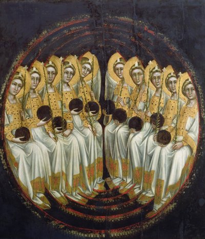 Siedzące anioły z kulami w dłoniach, ok. 1348-54 autorstwa Ridolfo di Arpo Guariento