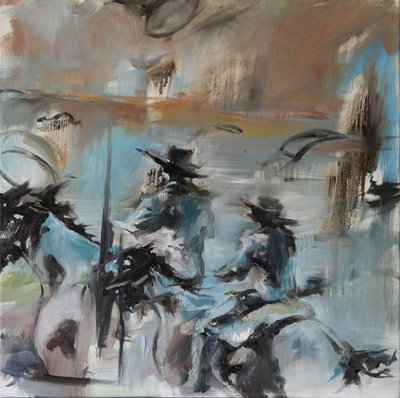 Blue Riders Overlap, 2015 (akwarela) autorstwa Rob D Davies