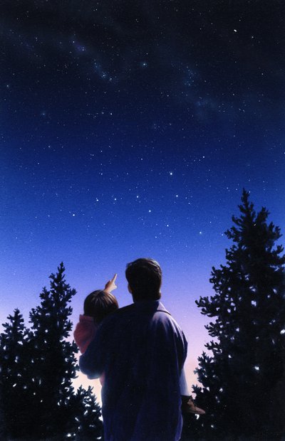 Ojciec i córka, 2002 (akryl na desce) autorstwa Rob Wood