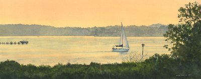 Late Summer Sail, 2011 (akwarela na papierze) autorstwa Rob Wood