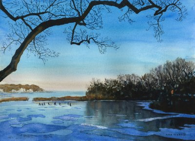 Igrzyska zimowe, 2021 (akwarela na papierze) autorstwa Rob Wood