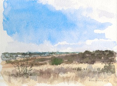 Zima na prerii, 2014 (akwarela na papierze) autorstwa Rob Wood