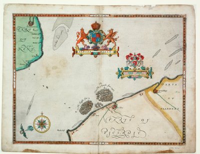 Z Dover do Sandwich i z Blacknerse do Gravelines - Hiszpańska Armada i angielska flota u wybrzeży Calais, ok. 1590 r. (rękopis) autorstwa Robert (after) Adams