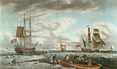 The Greenland Whale Fishery, opublikowane przez John  Josiah Boydell autorstwa Robert (after) Dodd