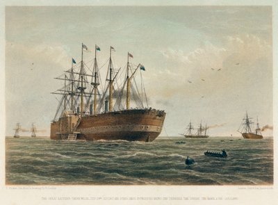 "Great Eastern" w drodze, ok. 1860 r. (kolorowa litografia) autorstwa Robert (after) Dudley