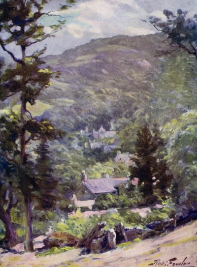 Daleki widok Bettws-y-Coed (kolor lito) autorstwa Robert (after) Fowler
