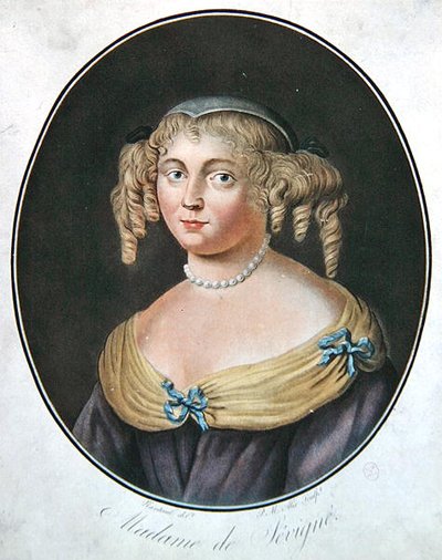 Portret Madame de Sevigne (kolor lito) autorstwa Robert (after) Nanteuil