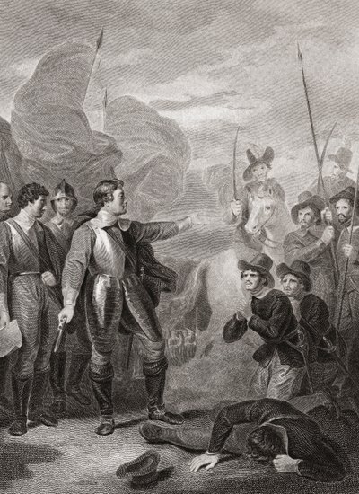 Oliver Cromwell tukahduttaa Burfordin kapinan. (tulostus)kiillotus autorstwa Robert (after) Smirke