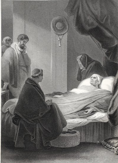 Śmierć kardynała Wolsey, grawerowane przez AH Payne (lito) autorstwa Robert (after) Smirke