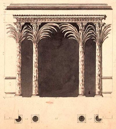 Projekt alkowy (pióro i tusz oraz pranie) autorstwa Robert Adam