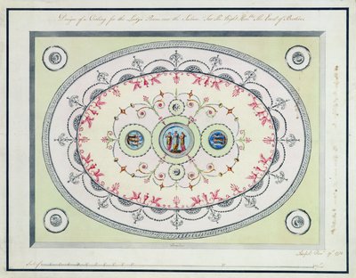 Projekt sufitu w Sali Dam, Dom Headfort, 1772 (wc, pióro i tusz, grafit na papierze) autorstwa Robert Adam