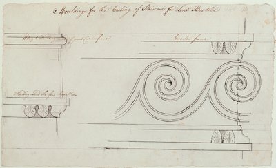 Projekt sztukaterii na klatce schodowej, Headfort House, 1772 (długopis i czarny tusz na graficie na papierze) autorstwa Robert Adam