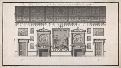Headfort House, Jadalnia, Kominek (pióro i czarny tusz oraz umyć ołówkiem na papierze) autorstwa Robert Adam