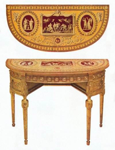 Jeden z dwóch stolików Adama, blat malowany w stylu Pergolesiego, XVIII w. autorstwa Robert Adam
