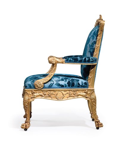 Jeden z pary pozłacanych foteli George III autorstwa Robert Adam