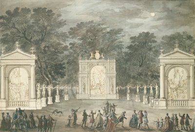 Iluminacje w Buckingham House z okazji urodzin króla Jerzego III, 4 czerwca 1783 (pióro, tusz i wc na papierze) autorstwa Robert Adam