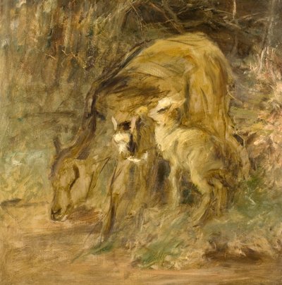 Koza i dzieci (olej na płótnie) autorstwa Robert Alexander