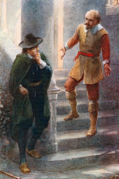 Greatheart prosi pana Fearinga, by wszedł (kolorowa litografia) autorstwa Robert Ambrose (after) Dudley