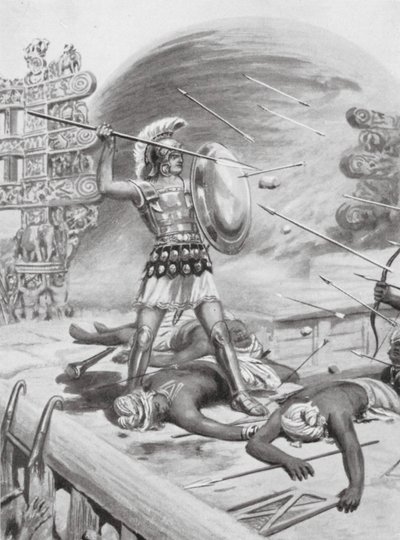 Uczta Aleksandra Wielkiego, 326 r. p.n.e. (litografia) autorstwa Robert Ambrose Dudley