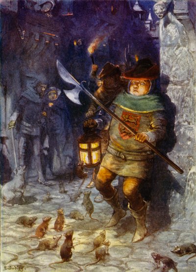 Ilustracja do „Pied Piper of Hamelin” Roberta Browninga (kolor lito) autorstwa Robert Ambrose Dudley