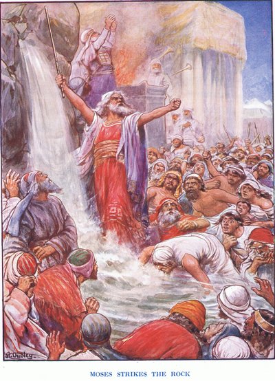 Mojżesz uderza w skałę (kolor lito) autorstwa Robert Ambrose Dudley