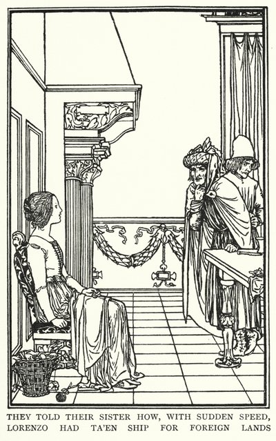 Ilustracja do wierszy Johna Keatsa: Isabella or The Pot of Basil (lito) autorstwa Robert Anning Bell