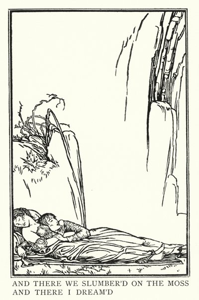 Ilustracja do wierszy Johna Keatsa: La Belle Dame Sans Merci (lito) autorstwa Robert Anning Bell