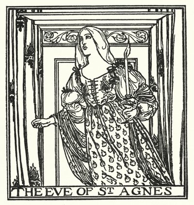 Ilustracja do wierszy Johna Keatsa: Wigilia św. Agnieszki (lito) autorstwa Robert Anning Bell