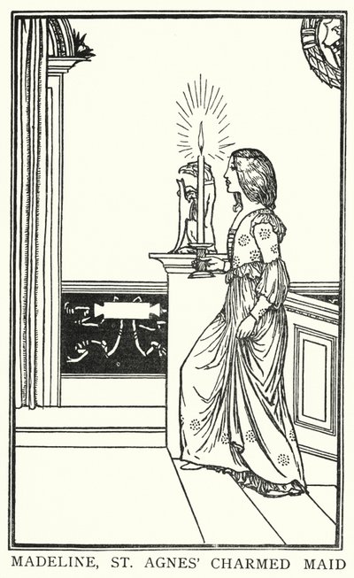 Ilustracja do wierszy Johna Keatsa: Wigilia św. Agnieszki (lito) autorstwa Robert Anning Bell