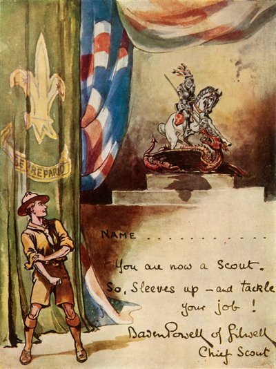 Projekt karty rekrutacyjnej harcerskiej, 1944. autorstwa Robert Baden Powell