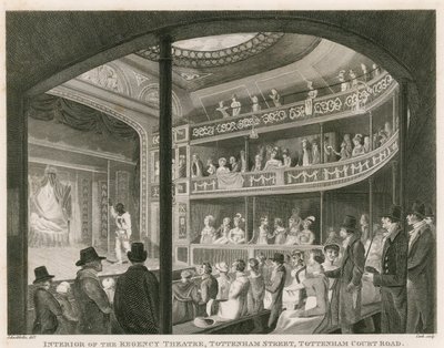 Wnętrze teatru Regency, Tottenham Street, Tottenham Court Road, Londyn autorstwa Robert Blemell Schnebbelie