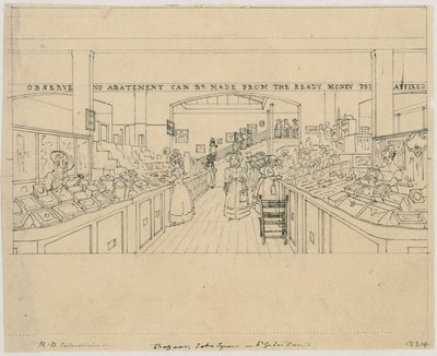 Bazar Trottera, Soho Square (tusz na papierze) autorstwa Robert Blemell Schnebbelie