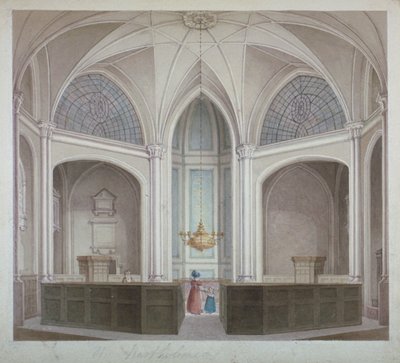 Wnętrze kościoła St Bartholomew-the-Less, City of London, 1834. autorstwa Robert Blemmell Schnebbelie