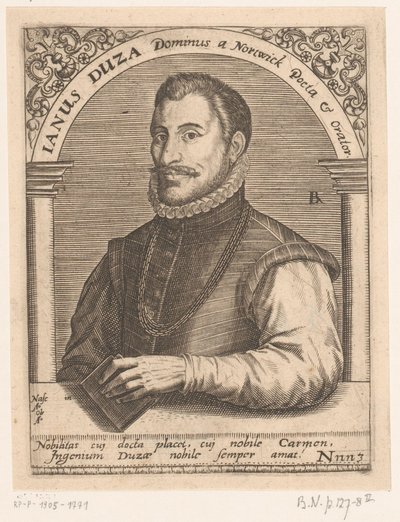 Portret Janusa Dousa .a Janus Duza Dominus poeta i orator z Nortwick. (tytuł na obiekcie) Seria portretów uczonych XV i XVI wieku (tytuł serii) autorstwa Robert Boissard