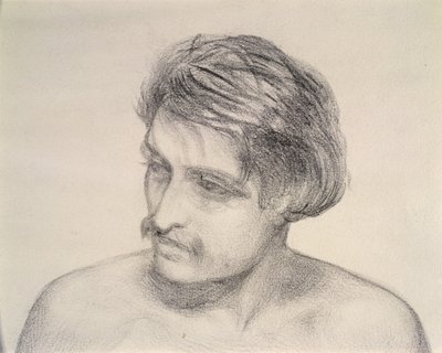 Studium głowy mężczyzny (ołówek na papierze) autorstwa Robert Braithwaite Martineau