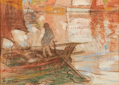 Przewoźnik Concarneau 1894 (pastel) autorstwa Robert Brough