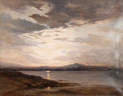 Patrząc w stronę Dundee, zachód słońca (olej na płótnie) autorstwa Robert Buchan Nisbet