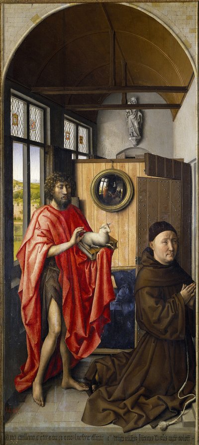 Św. Jan Chrzciciel i franciszkanin Heinrich von Werl, 1437 autorstwa Robert Campin