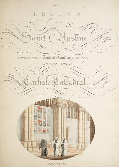 Pani New Coll 380, f9r. Starożytności katedry św. Marii w Carlisle, rys. Robert Carlile, 1795 (pióro i atrament i toaleta na papierze) autorstwa Robert Carlile