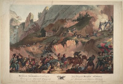 Armia rosyjska przekraczająca Diabelski Most w 1799, 1804 autorstwa Robert Carr Porter